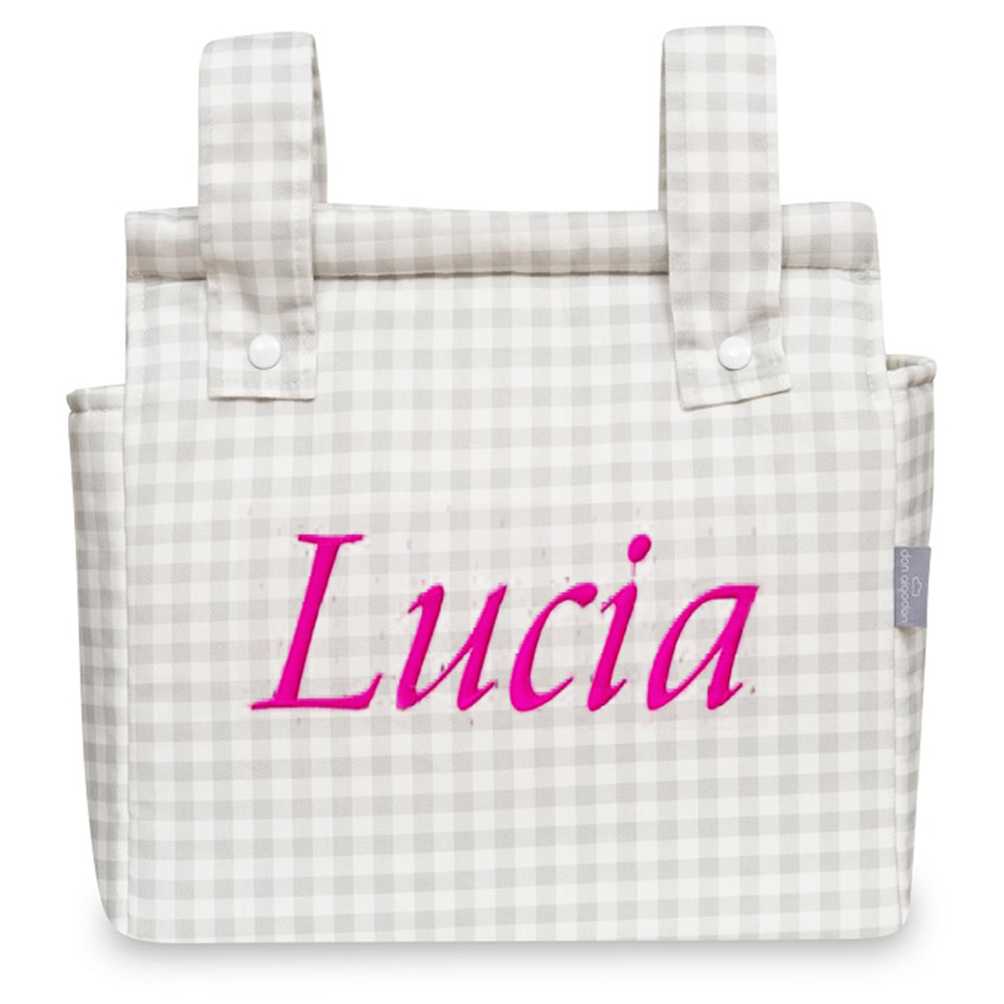 various - Talega para silla de Paseo Bolso Panera Carrito Bebe -Personalizable Nombre Bebé Bordado con Diseño Práctico y Funcional Cierre con Cremallera olso organizador de muselina Color Gris
