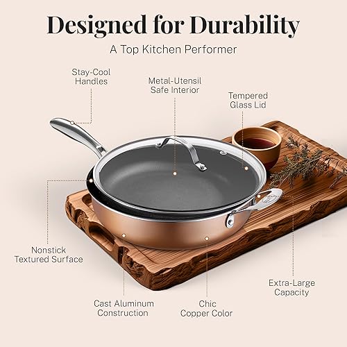Miniatura 4 de GOTHAM STEEL Sartén de 5.5 cuartos de galón con tapa, sartenes antiadherentes, sartén antiadherente, sartén antiadherente, sartén antiadherente,