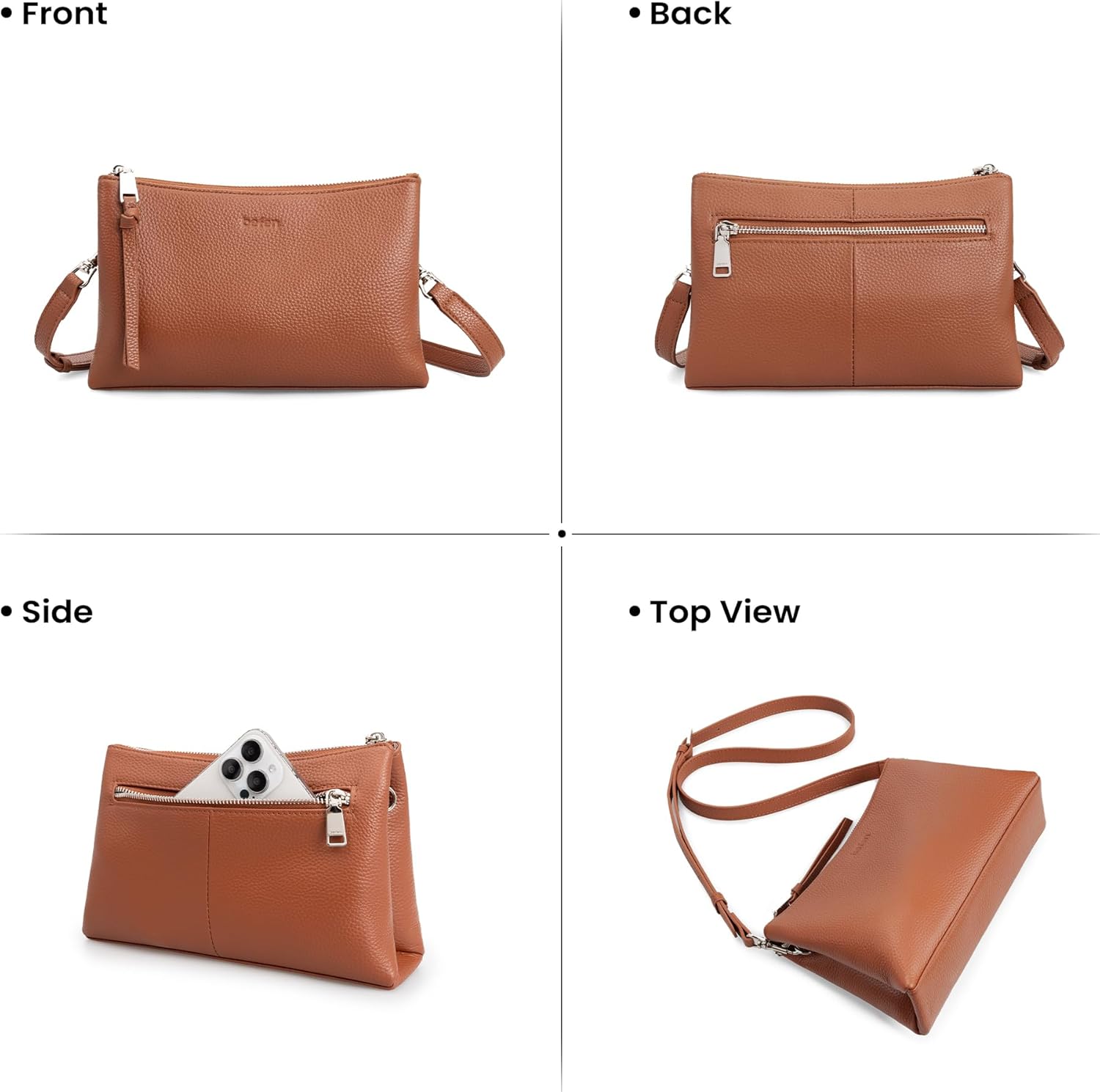 befen Genuine Leather Crossbody Bags for Women, Small RFID Leather Cross Body Purses Shoulder Handbags - Image 8