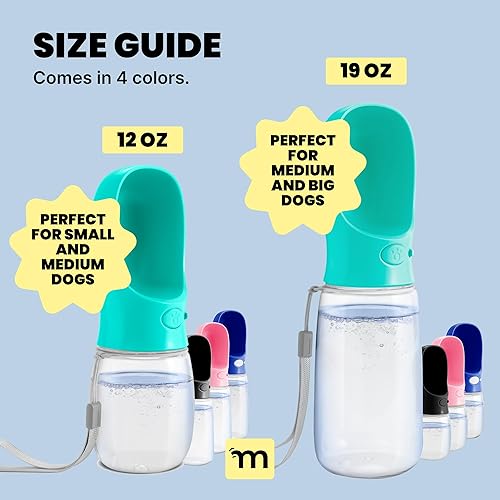Miniatura 8 de MalsiPree Botella de agua portátil para perro, a prueba de fugas, con dosificador para mascotas, para paseos al aire libre, y viajes, plástico