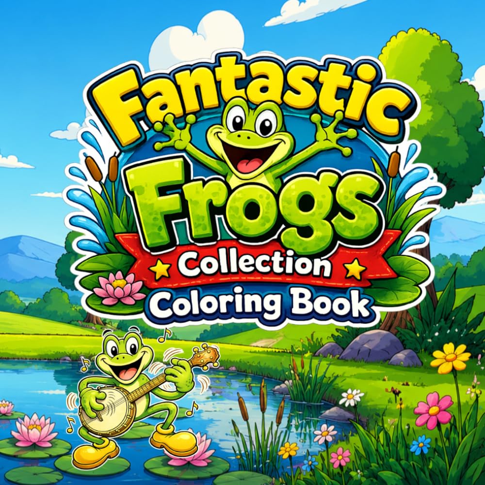 Fantastic Frogs Collection Coloring Book: The Ultimate Funny Frog Coloring Book Featuring 24 Hilarious Cartoon Frogs, Action-Packed Adventures, Big ... Frog Coloring Book Cartoon Frog Coloring Book