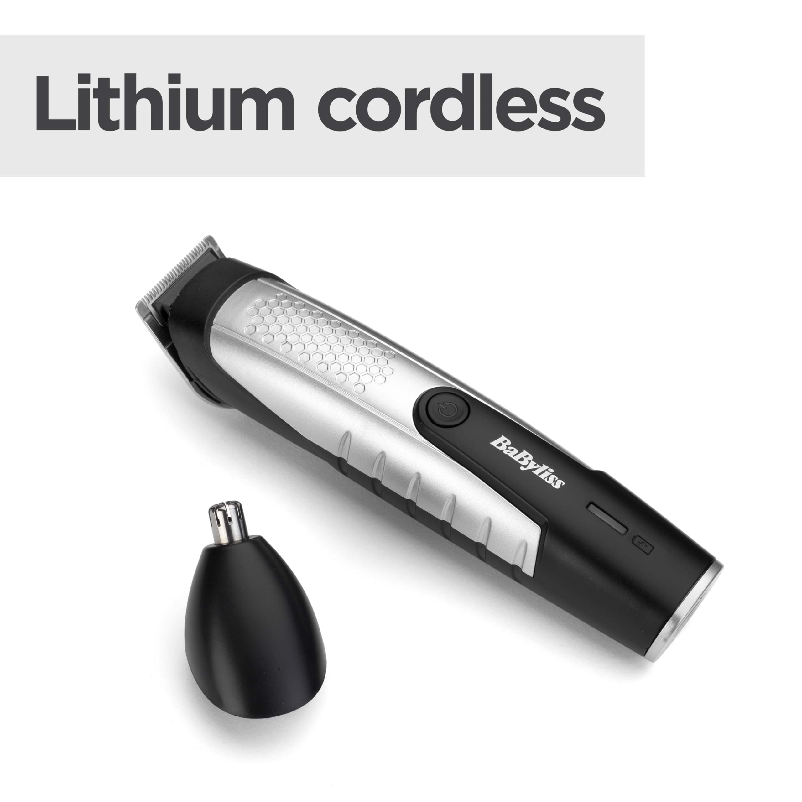 BaByliss Lithium Power Bartschneider Schnurlos Inklusive Nasenhaartrimmer Wasserdicht Geschenke für Männer Schwarz