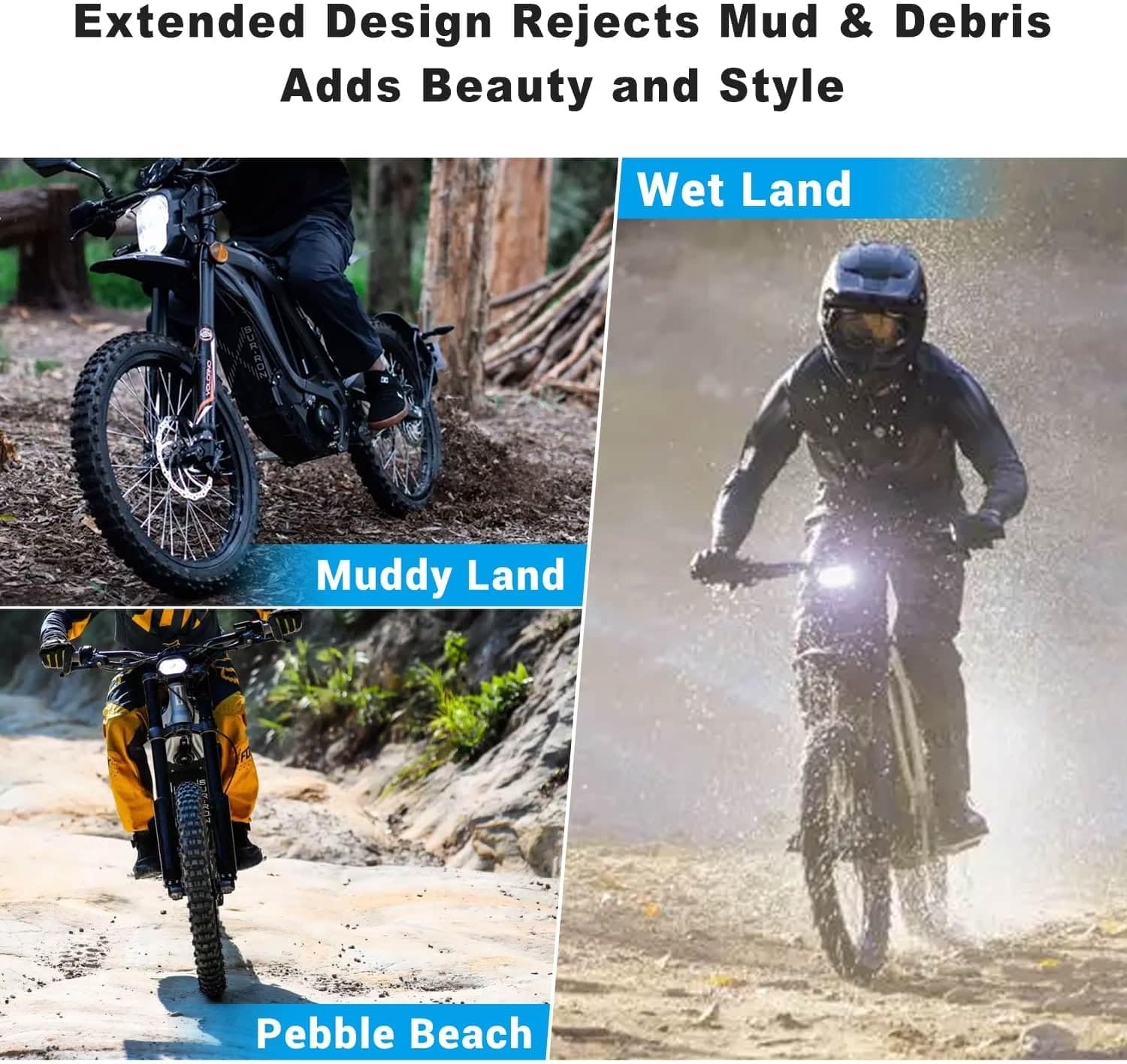 Canitu Upgraded Modified Extended Longer Rear Fender Extra Long Mudguards Protector,Plastic Dirt Pit Tail Fender Mud Flap Guard for Electric Dirt Bike for Sur Ron Light Bee/S/X / X160 / X260