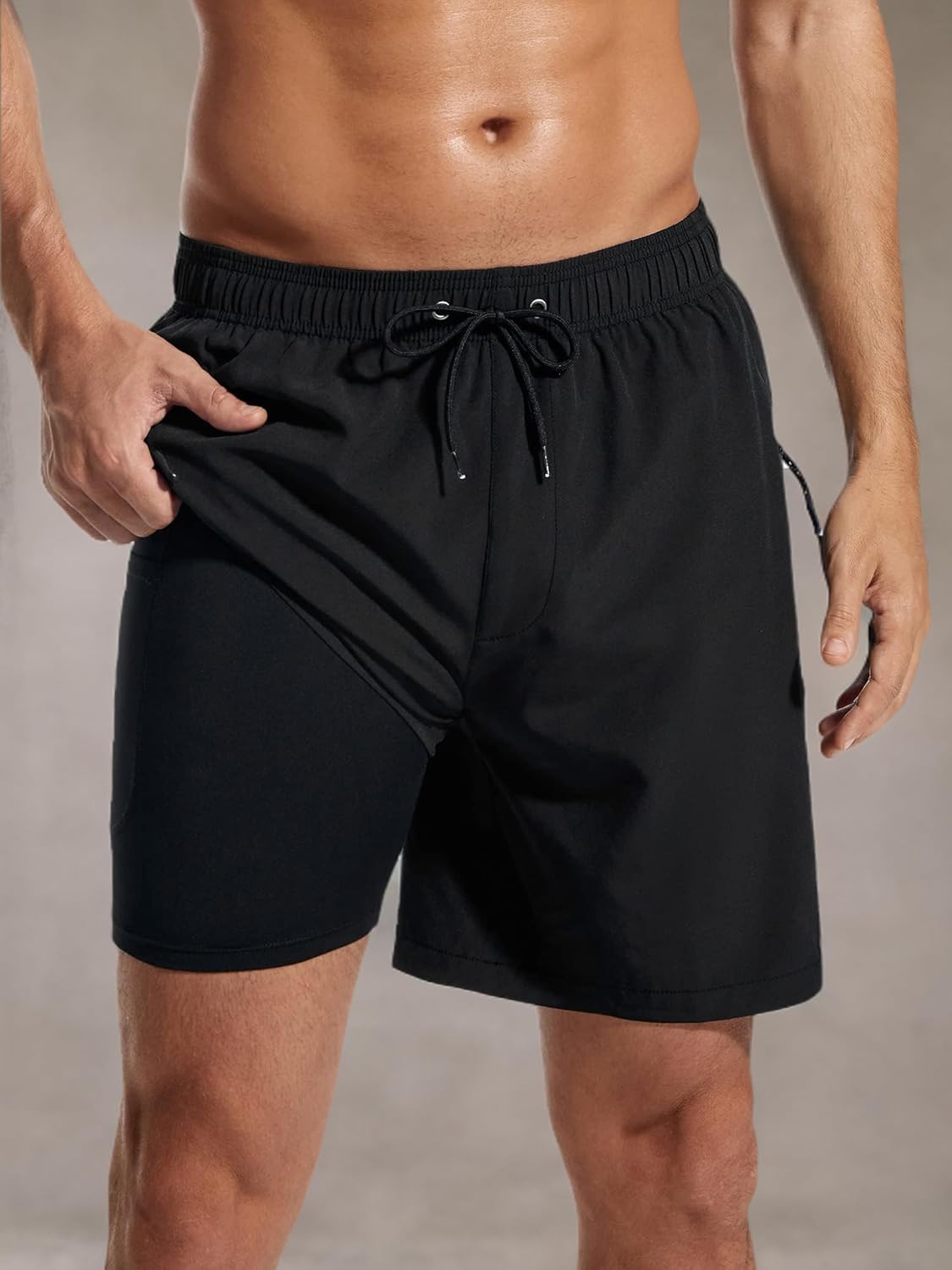 SILKWORLD 7 Inch Mens Swim Trunks with Compression Liner Quick-Dry Bathing Suit with Zipper Pockets - Image 6