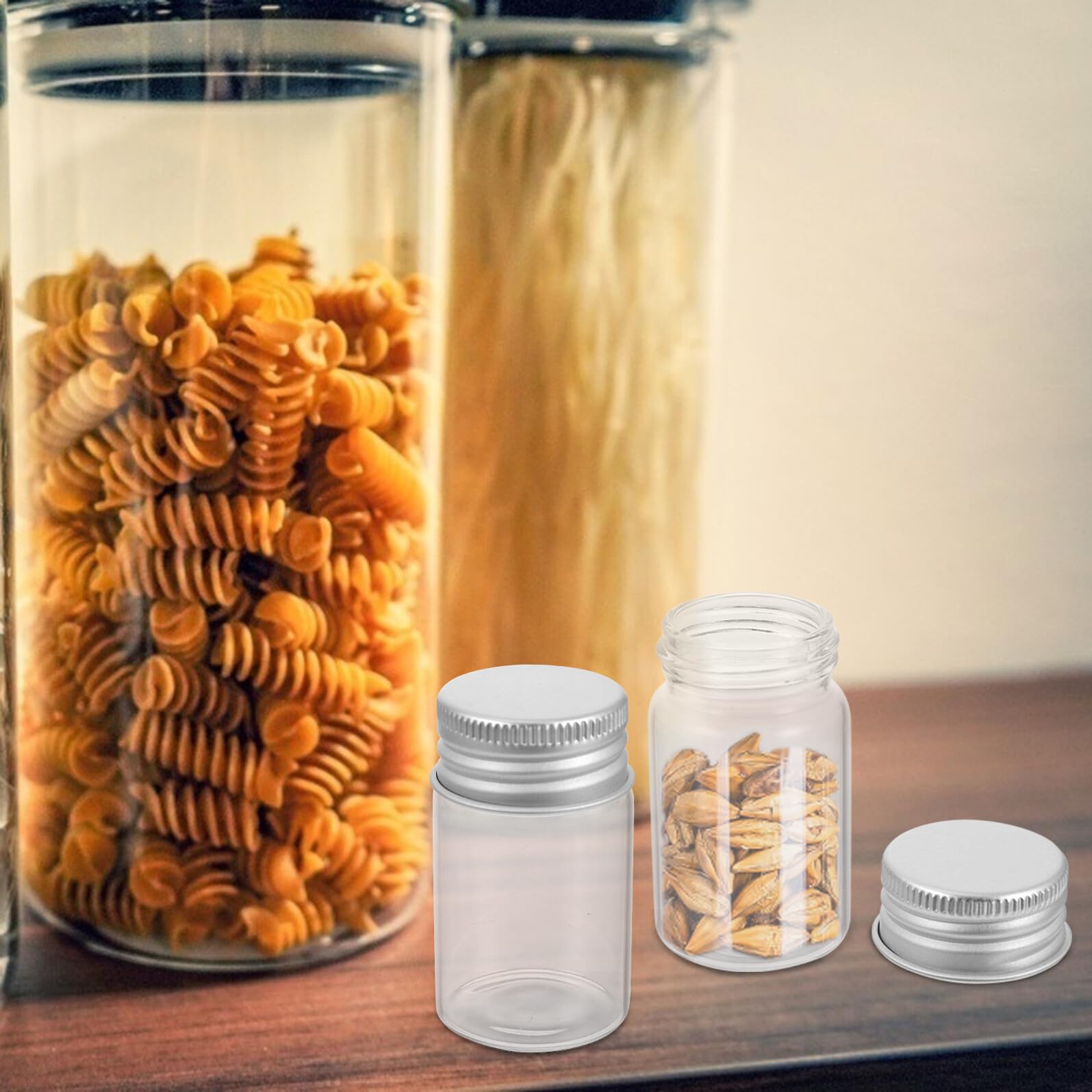 Cabilock 50 Botellas de Vidrio Transparente con Tapa, Vial de Muestra Ligero de 20ml, Fácil de Transportar para Laboratorio y Almacenamiento Seguro