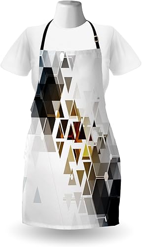 Miniatura 2 de Lunarable Funky Delantal, náutico submarino con líneas de peces y arrecife de coral oceánico, babero de cocina unisex con cuello ajustable para