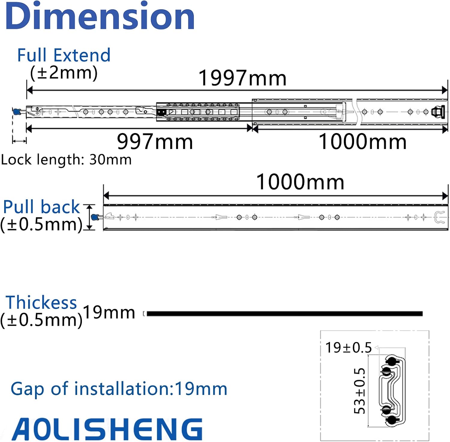 Buy 1 get 1 🔥 AOLISHENG Heavy Duty Drawer Slides 40 Inch with Lock 170 lb Bearing Capacity Full Extension 3 Section Industrial Locking Drawer Slides Rails Drawer Runners Side Mount 1 Pair