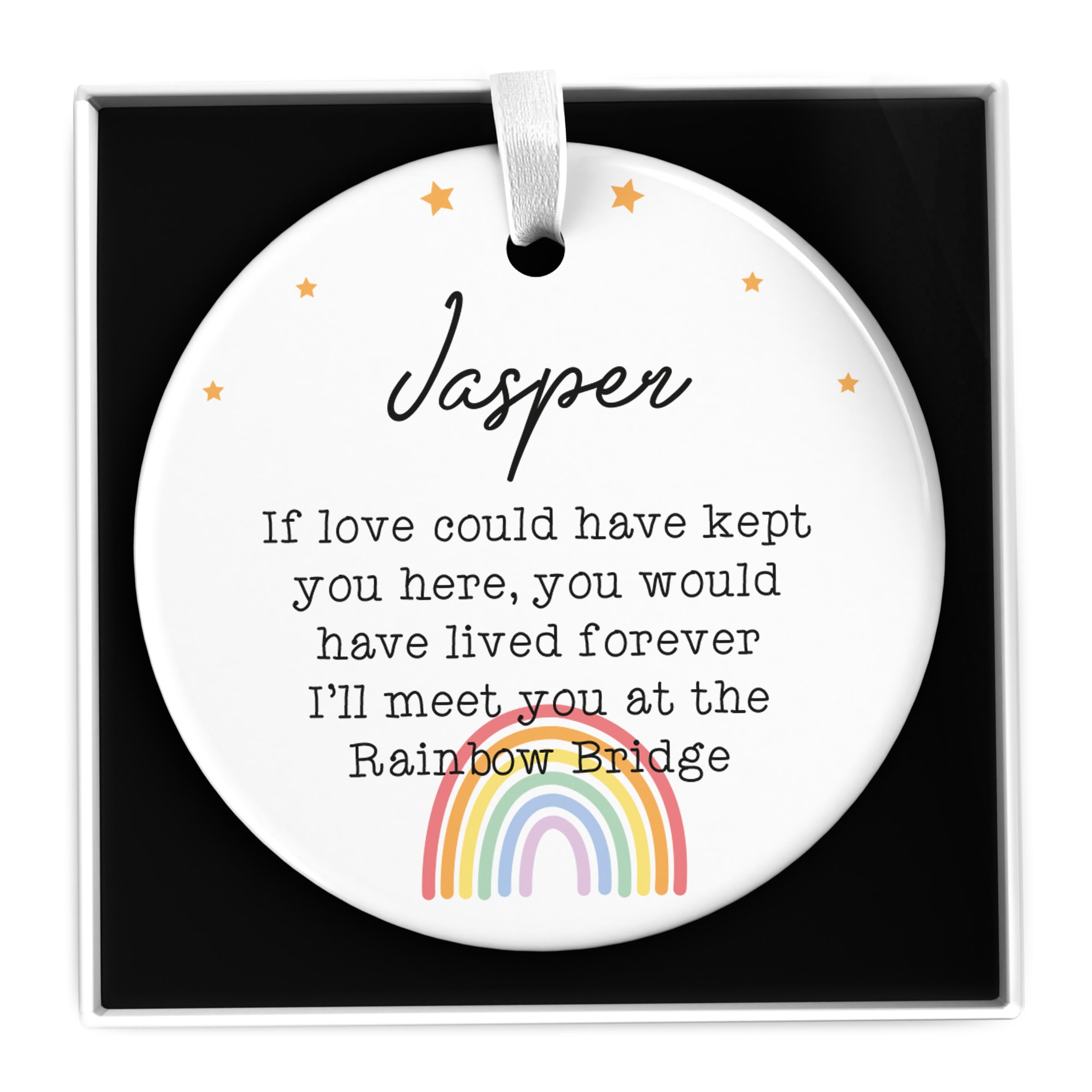 Beecreative Personalised Meet You At The Rainbow Bridge Pet Memorial Gift, Pet Loss, Dog Memorial Remembrance, Cat Horse Rabbit Hamster Guinea Pig Memorial, With Gift Box