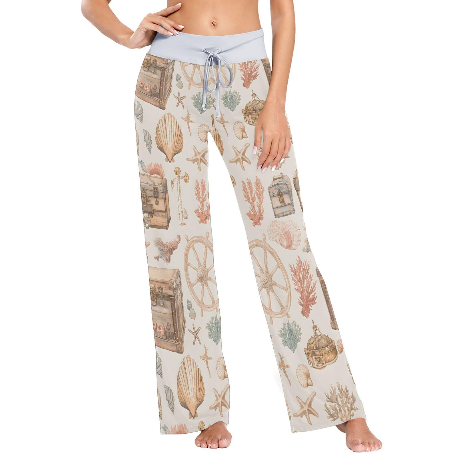 Women's Pajama Pants Vintage Seashells Fishstars