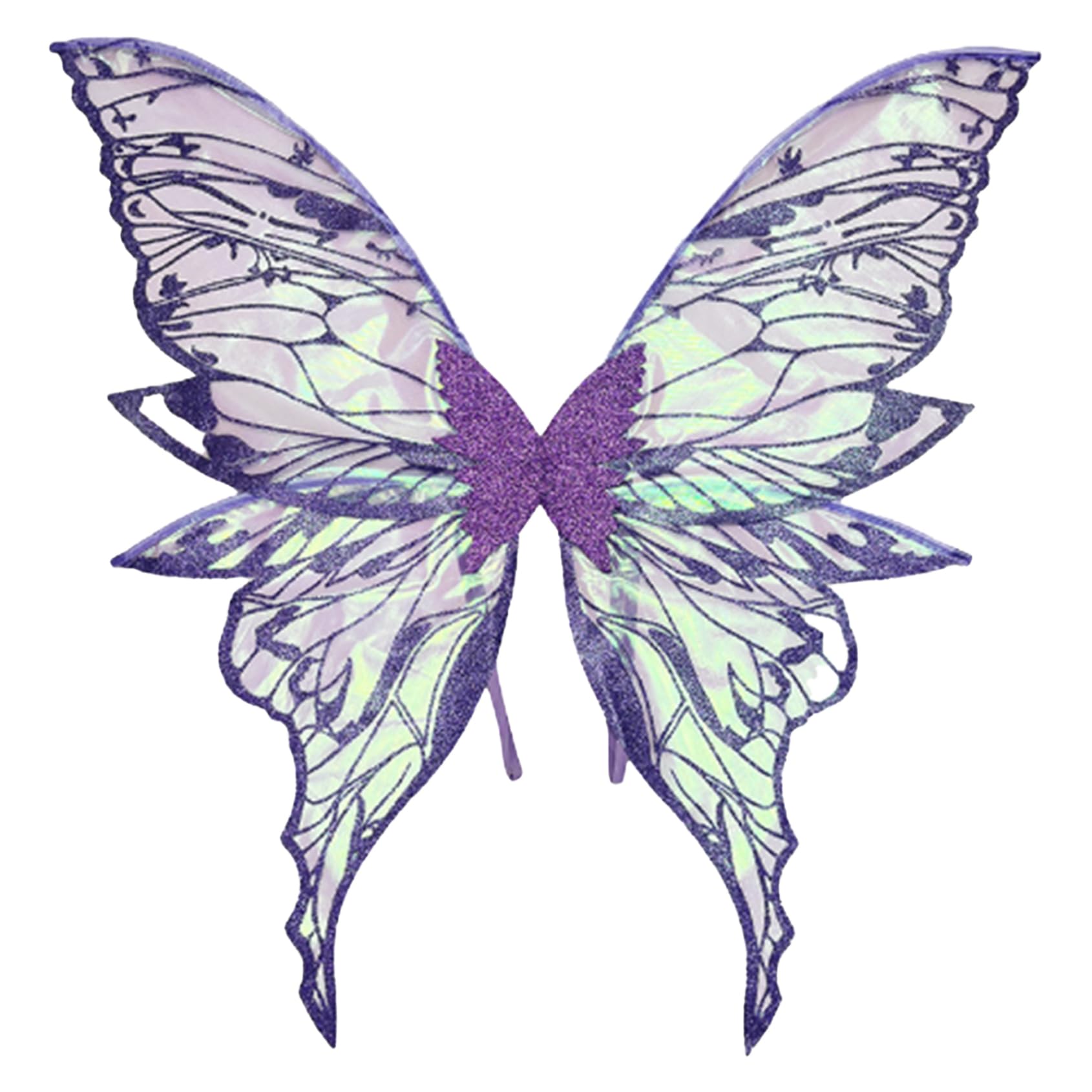 Rswnyirn Large Sparkle Butterfly Wings for Women Girls Fairy Angel Wings Elf Dress Up Accessories Purple One Size โ image 1