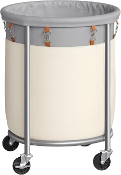 SONGMICS Laundry Basket with Wheels, 29 Gal., Steel Frame, Removable Bag