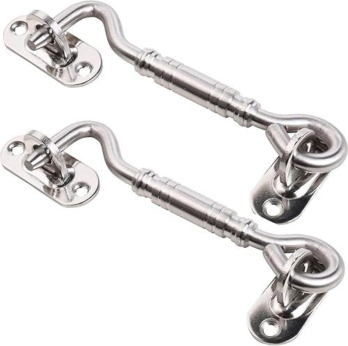 Cerradura de puerta de acero inoxidable con gancho y ojal para puerta de cabina de 4 pulgadas (paquete de 2)