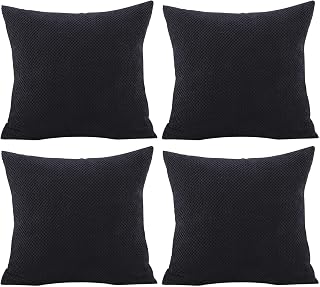 Beydodo Cojin Cama Negro,Funda Cojines Pack 4 Color Sólido Funda Cojin de 60x60 cm