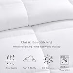 Comforter Queen Size - Down Alternative Hypoallergenic Duvet Insert, Ultra-Soft Microfiber, Box-Stitch Quilted with Corner Tabs, All Season, Machine Washable, 88x88 - White