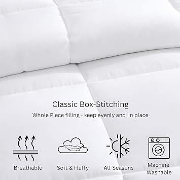 Casa Platino Quilted Bedding Comforter King Size - Duvet Insert with 8 Tabs - Super Soft, Comfy & Cozy All Season King Size Comforter - Down Alternative Bed Comforters - 104x90, White Comforters