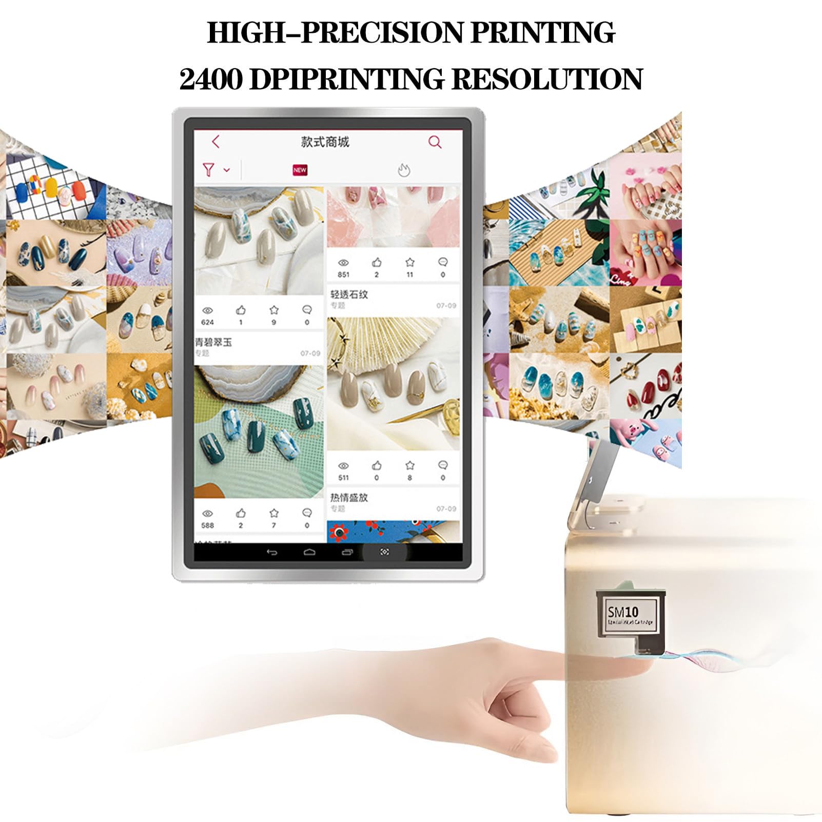 Stampante 3D Smart Nail Art, Macchina Digitale per La Pittura delle Unghie con Touch Screen da 10,1 Pollici, Supporto WiFi/Fai da Te, Stampante per Unghie Professionale per Uso in Studio di Bellezza