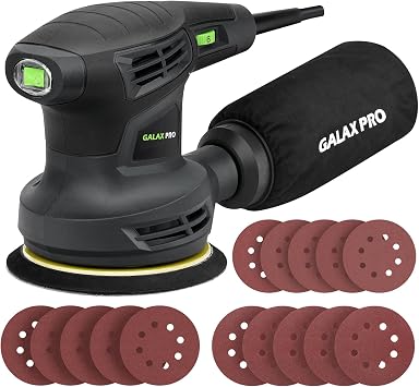 GALAX PRO 280W Orbital Sander,6 Variable Speeds,15Pcs 125mm Sanding Discs
