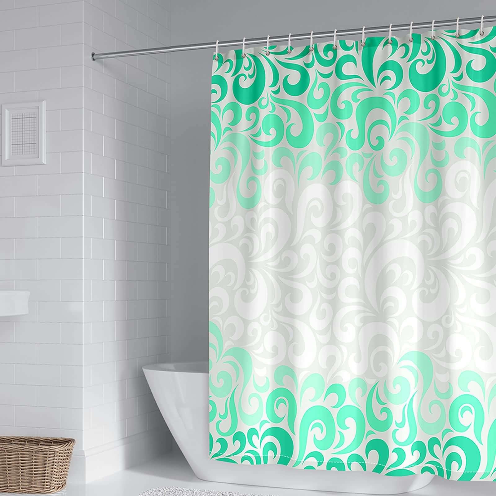 Rideau de douche KnSam 180x180 cm en polyester vert pour une salle de bain nature
