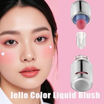 A-ztk Liquid Blush, Aztk Jelly Color Liquid Blush, Liquid Blusher for Cheeks, Liquid Contour Stick with Sponge Head, 3 in 1 Matte Nude Pink Orange Makeup Blusher Cream for Mature Skin for Women (JC01)