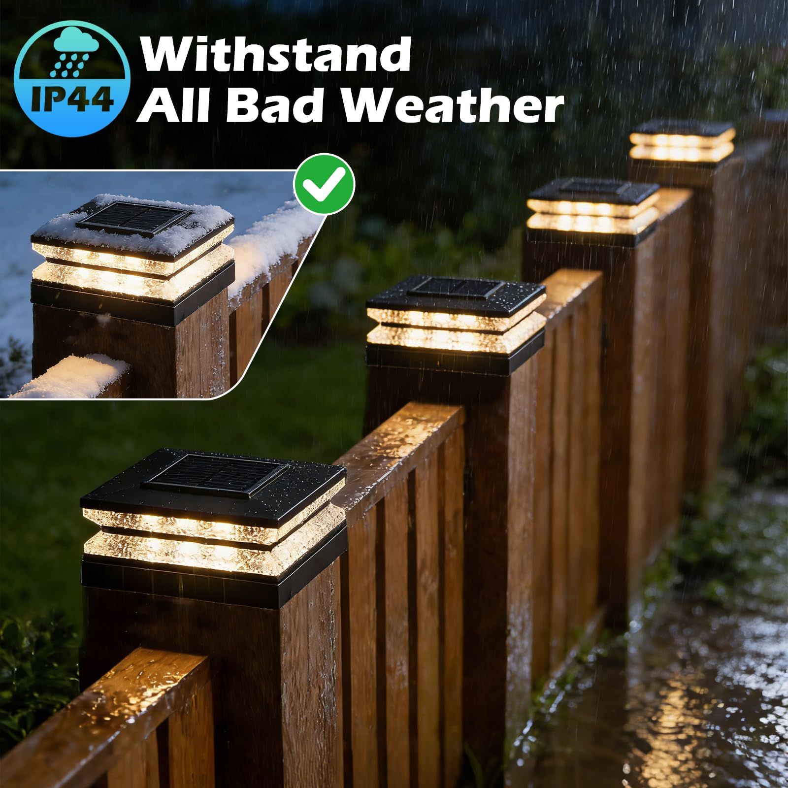 2 Stück Solar Pfostenkappe 9x9 10x10 11x11 12x12 13x13, Solar Pfostenleuchten für Außen mit 3 Lichtmodi, Wasserdicht Solarleuchte Garten Zaunpfosten Lampe für Holz/Vinyl Pfosten, Terrasse