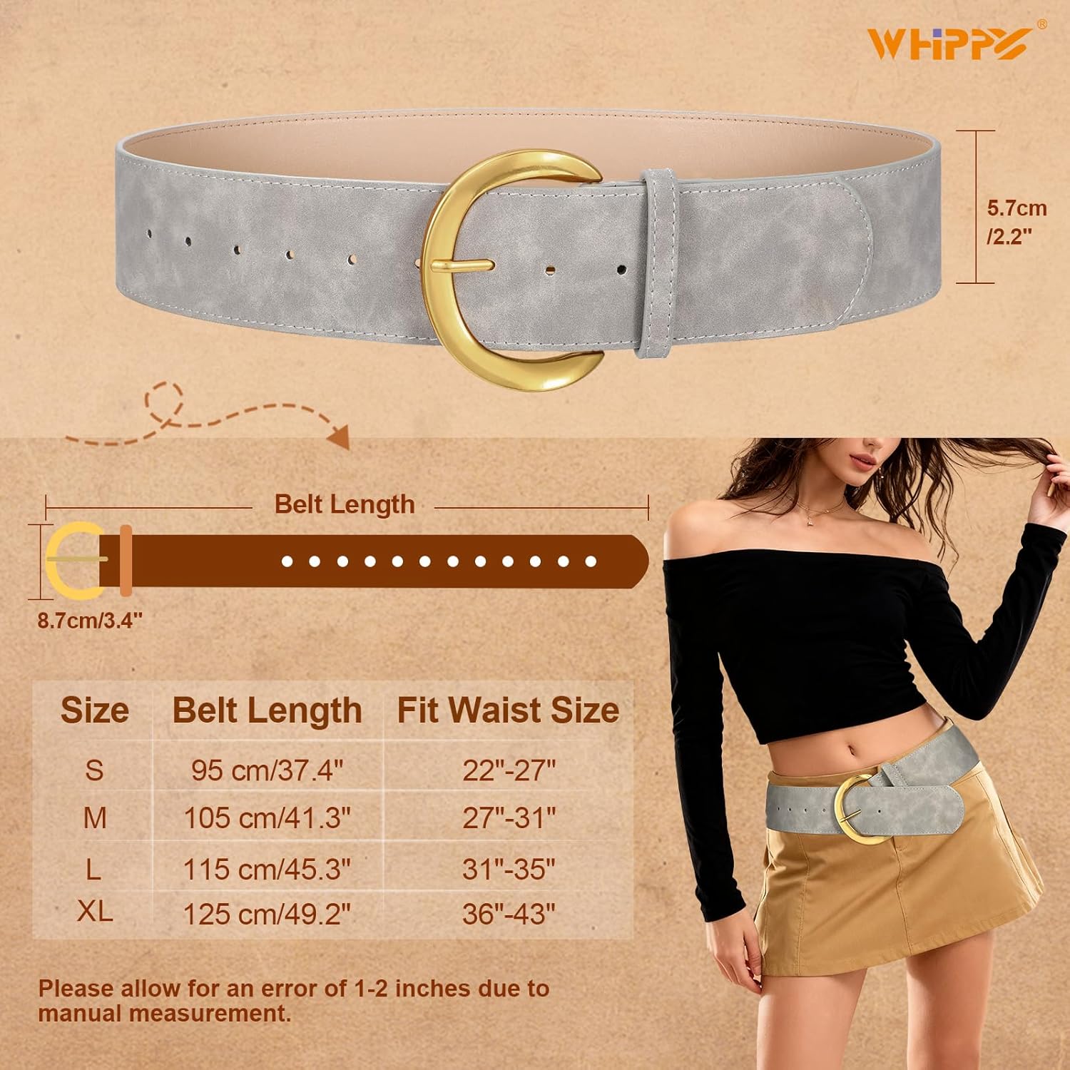 WHIPPY Women’s Wide Leather Belt for Dresses Fashion Casual Laides Thick Suede Belt with Gold Buckle - Image 6