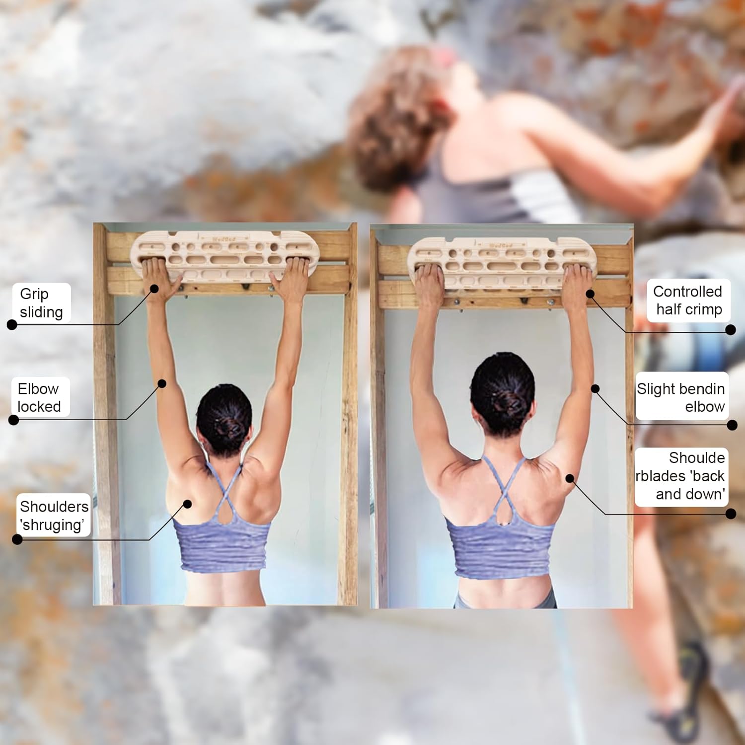 Climbing Hangboard Rock Climbing Training, Rock Climbing Fingerboard, Wooden Climbing Board Trainer for Strengthen Fingers and Grip, Suitable for Indoor Climbing Training and Pull-ups
