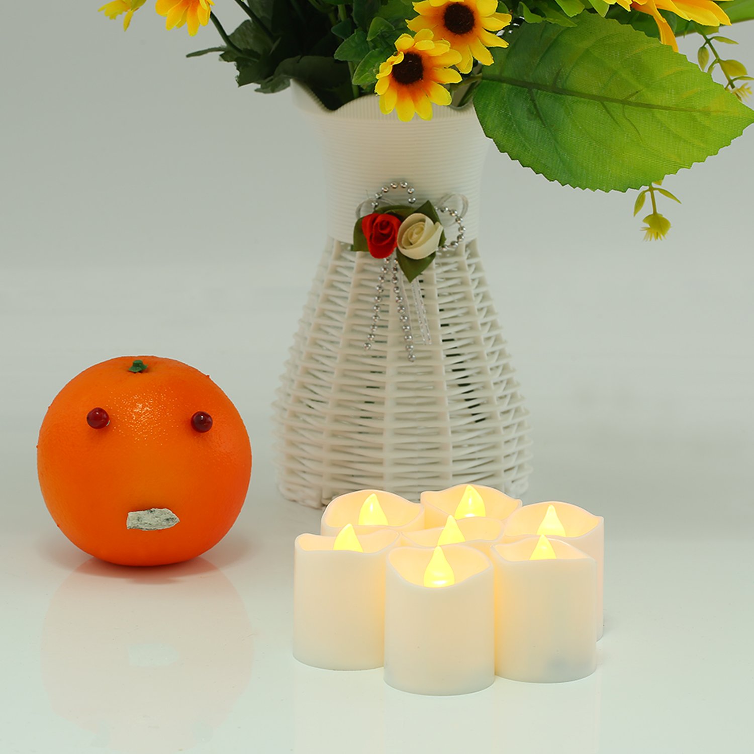 Lot de 12 bougies LED sans flamme, à piles, avec flamme vacillante jaune chaud, diamètre 2 cm x hauteur 16,5 cm. Bougies po - Maison