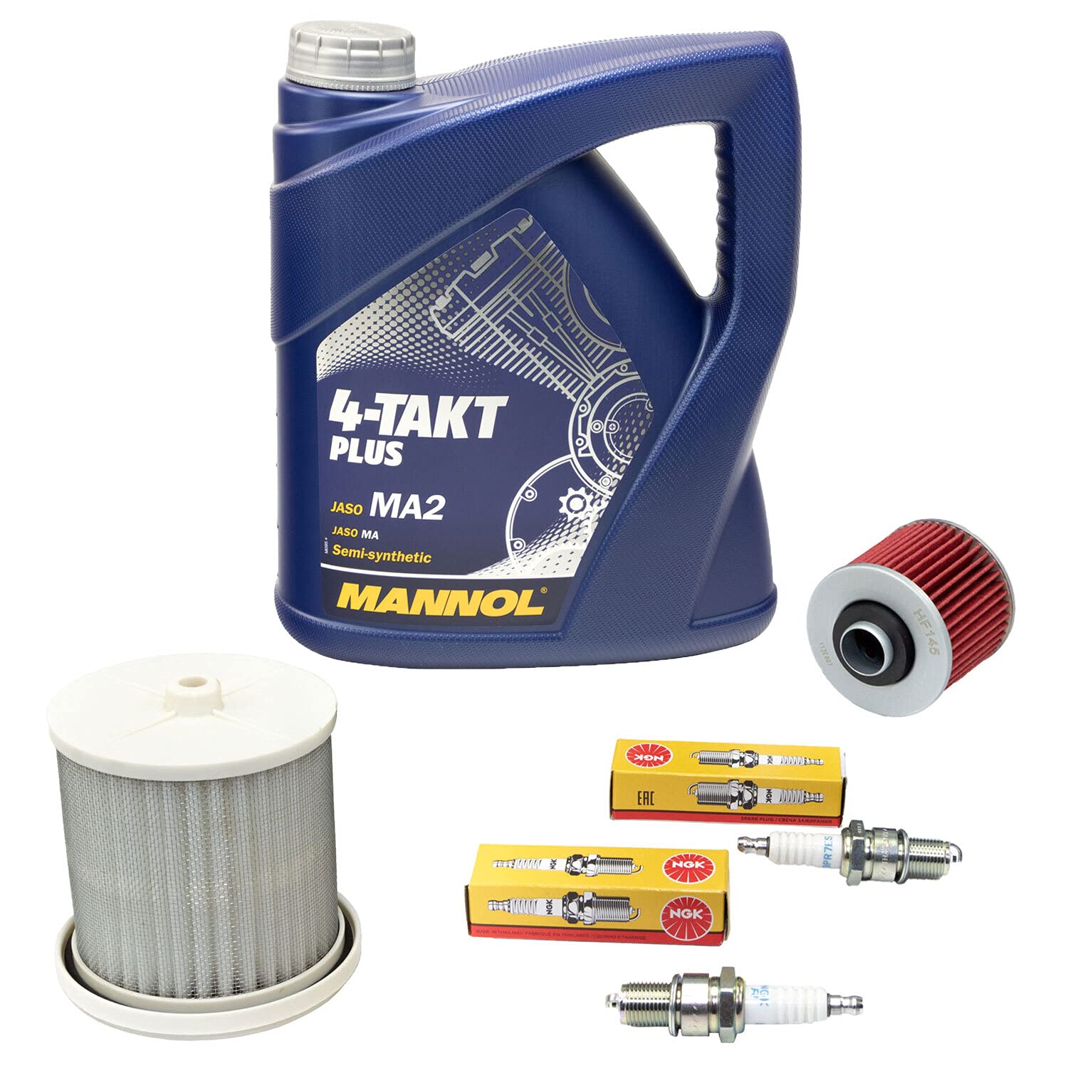 Wartungspaket Öl 4L + Luftfilter + Ölfilter + Zündkerzen für Yamaha XV 535 H XV 535 N XV 535 SH Baujahr 1988-1995