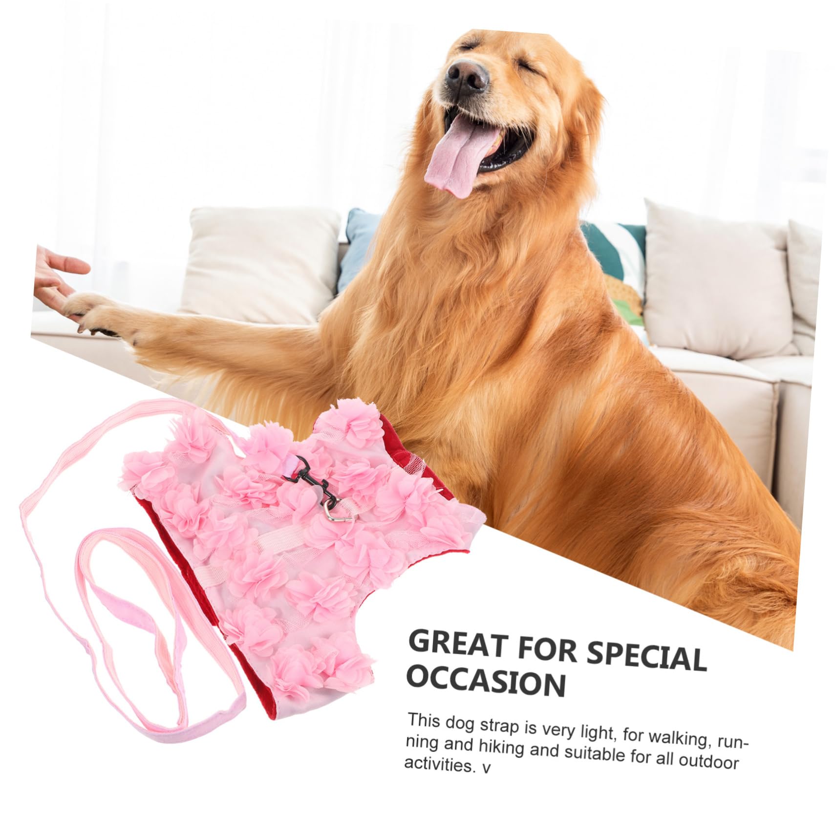BESPORTBLE 3stücke Verstellbares Blumendesign Hundegeschirr Mit Leine Atmungsaktives Brustgeschirr Für Kleine Und Mittelgroße Hunde XL Für Frühling Und Sommer Pet Traction Rope
