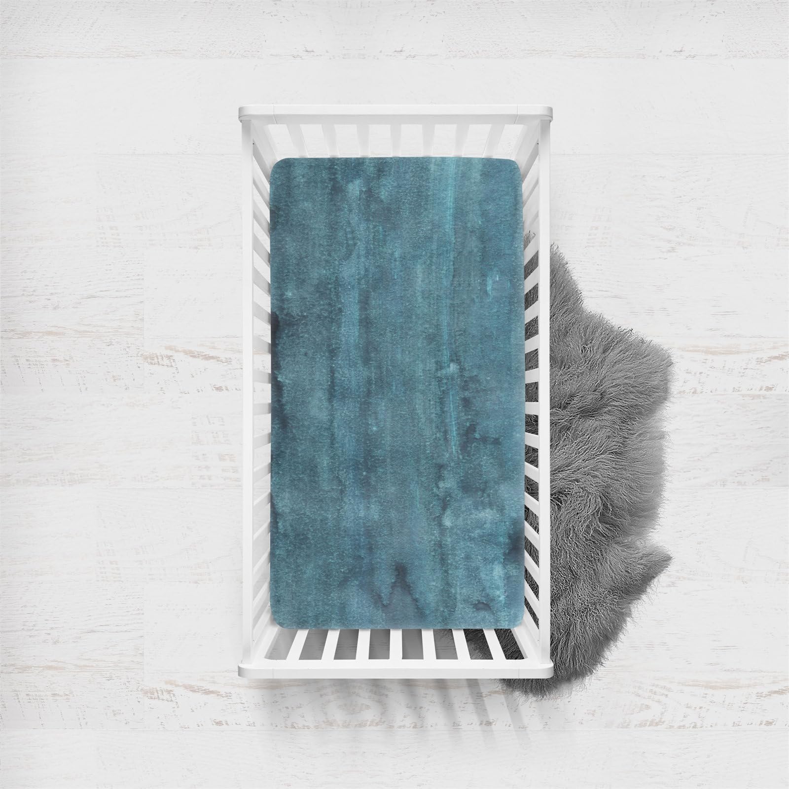 Morbuy Next to Me Crib Sheets, Watercolor Series Cot Bed Sheets, Soft Breathable Microfiber Moses Basket Sheets, Cot Sheets for Boy and Girl, Durable Easy Care Crib Sheets (Blue,80x160cm)