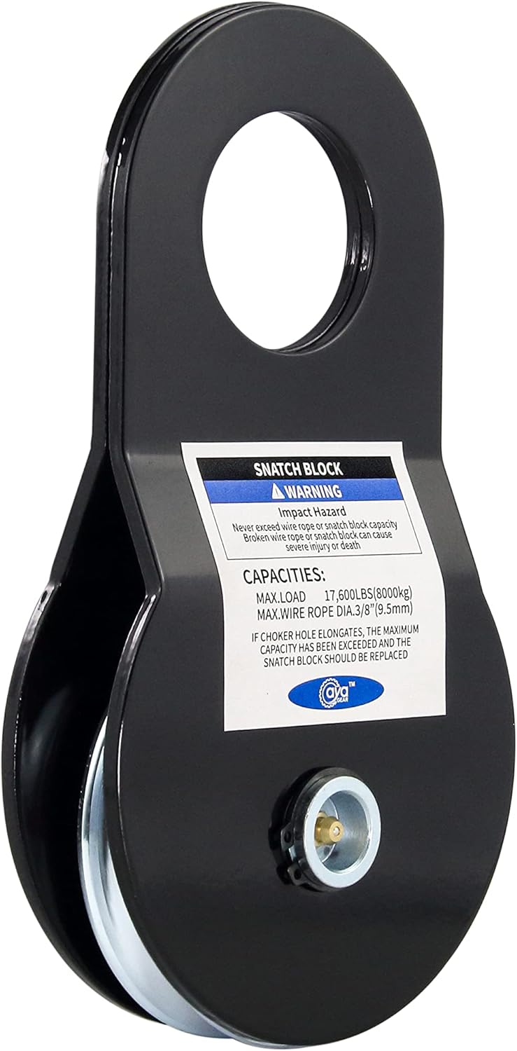 AyA Gear 8 Ton Winch Snatch Block Towing Pulley Blocks 17,600 LBS Capacity, Offroad