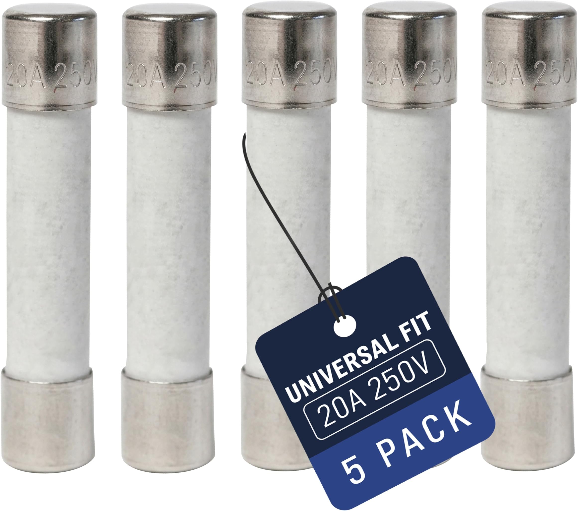 BlueCatELE 20 Amp Microwave Fuse 250V Slow-Blow, 20A Ceramic Replacement for GE WB27X10388, Whirlpool, Kenmore, LG, Samsung, Amana, KitchenAid, Universal SFE 20 Amp Fuse, 6x30mm, (5 Pack)
