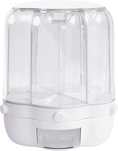 Miniatura 1 de Dispensador de granos para encimera, 6 compartimentos giratorio de 360, dispensador de alimentos hermético, contenedor de almacenamiento de cocina