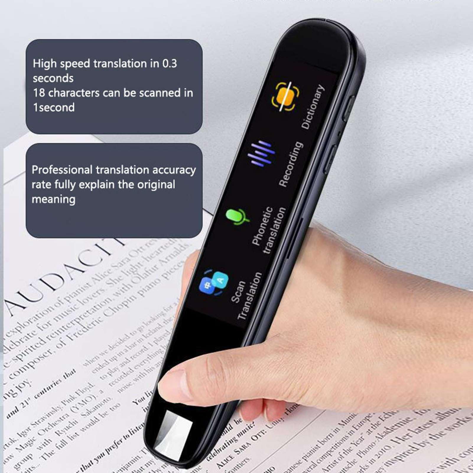Penna dizionario elettronico MAPHRWZ, strumento di traduzione, scanner di, apprendimento delle lingue, per studenti, vocabolario IELTS TOEFL, supporto per più lingue, display da