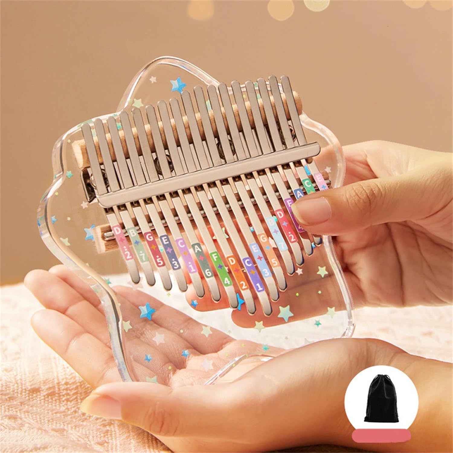 Thumb Piano 21 Tone Crystal Clear Acrylic Piano Kalimba for Piano Beginner(2)
