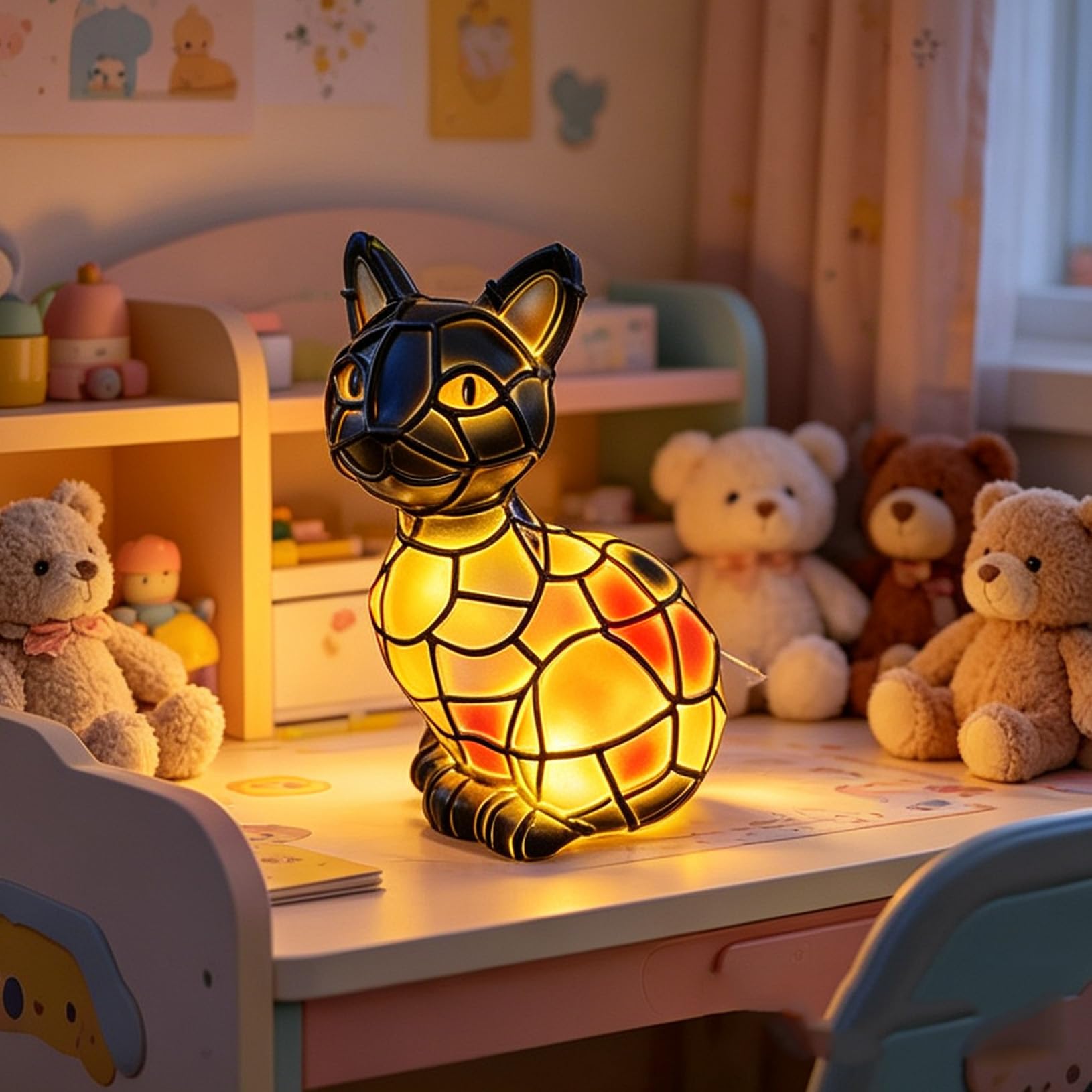 Amazon.co.jp: Yinhamnl 猫ランプ、猫ランプステンドグラス、猫