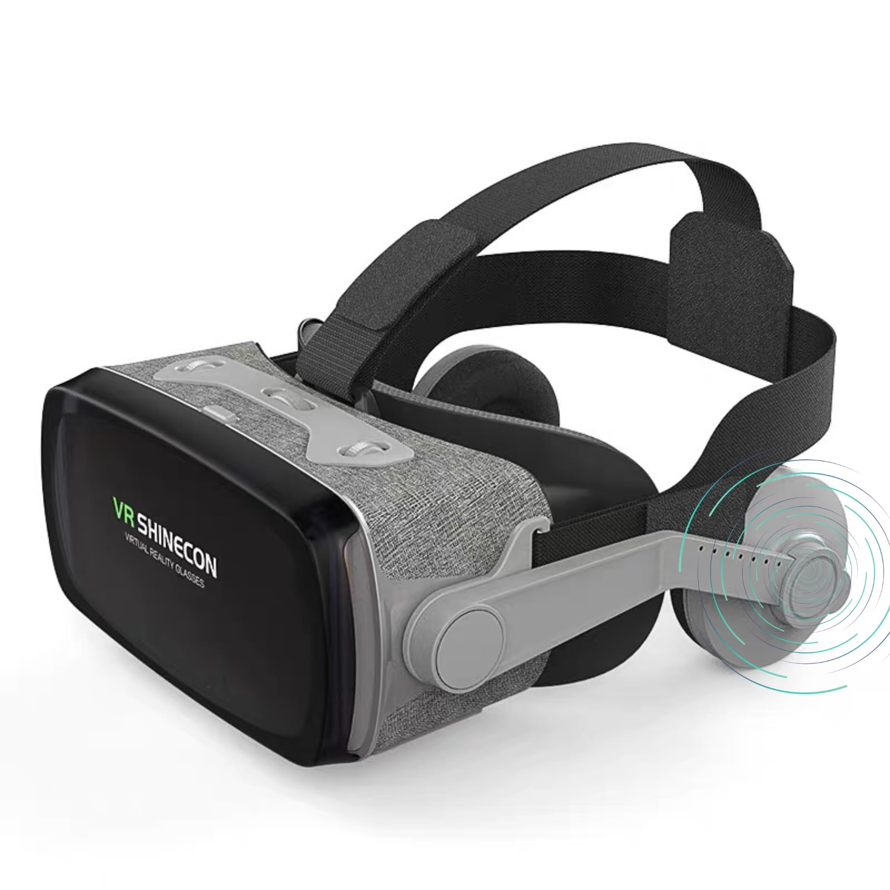 Zestaw Słuchawkowy do Rzeczywistości Wirtualnej VR Uniwersalny dla Smartfona z Systemem Android Ekran 3,5–7 Cali, Kask z Okularami 3D z blokadą Niebieskich Soczewek, Gogle VR dla