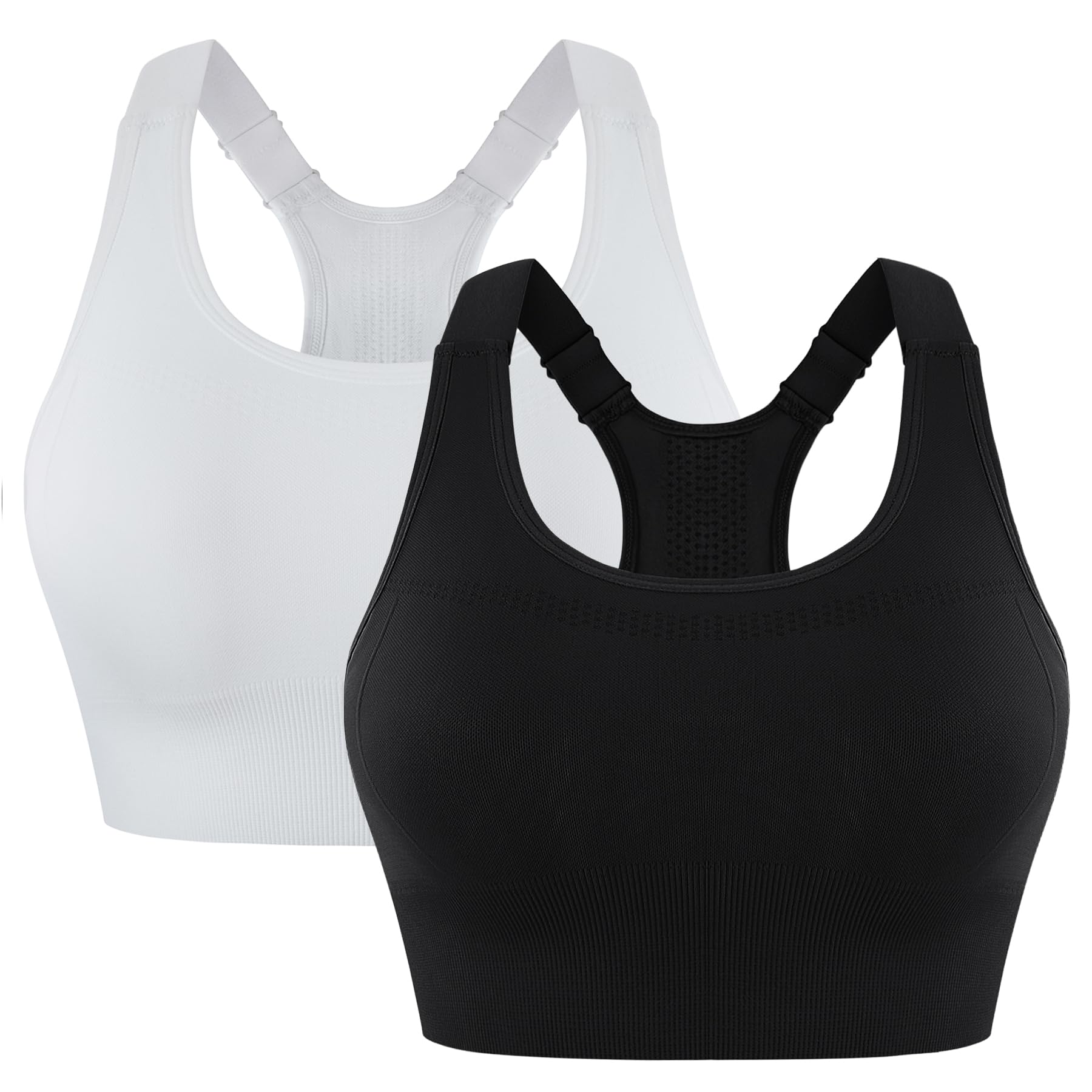 Leversic Sport-BH Damen Breite Verstellbare Träger Sport-BH mit Sport-Ringerrücken Starker Halt Atmungsaktiv Gepolstert Ideal für Laufen Fitness Training S-XL