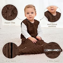 Yoofoss Fleece Baby Sleep Sack 6-12 Months with Plush Dots, TOG 1.5 Baby Wearable Blanket with 2-Way Zipper, Cotton Toddler Sleep Sack Fleece