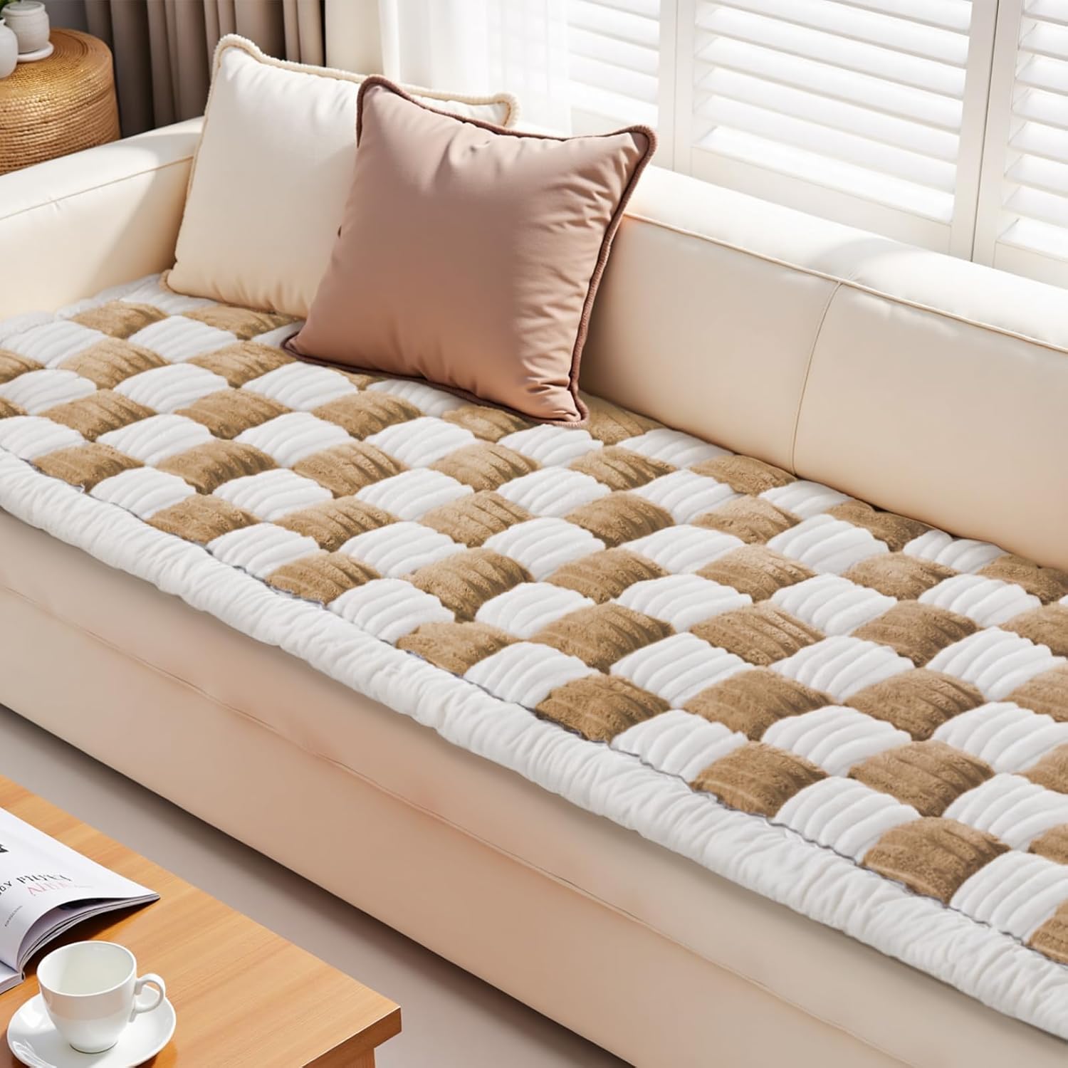 Couch Cushion Cover for dogs Sofa Cover Washable Pet Love Seat Couch Covers for Sofa Slipcover Couch Protector Blanket for Dog Sofa Cushion Covers for Pet Washable Pad Light Brown 70x180cm/27.6x70.9in