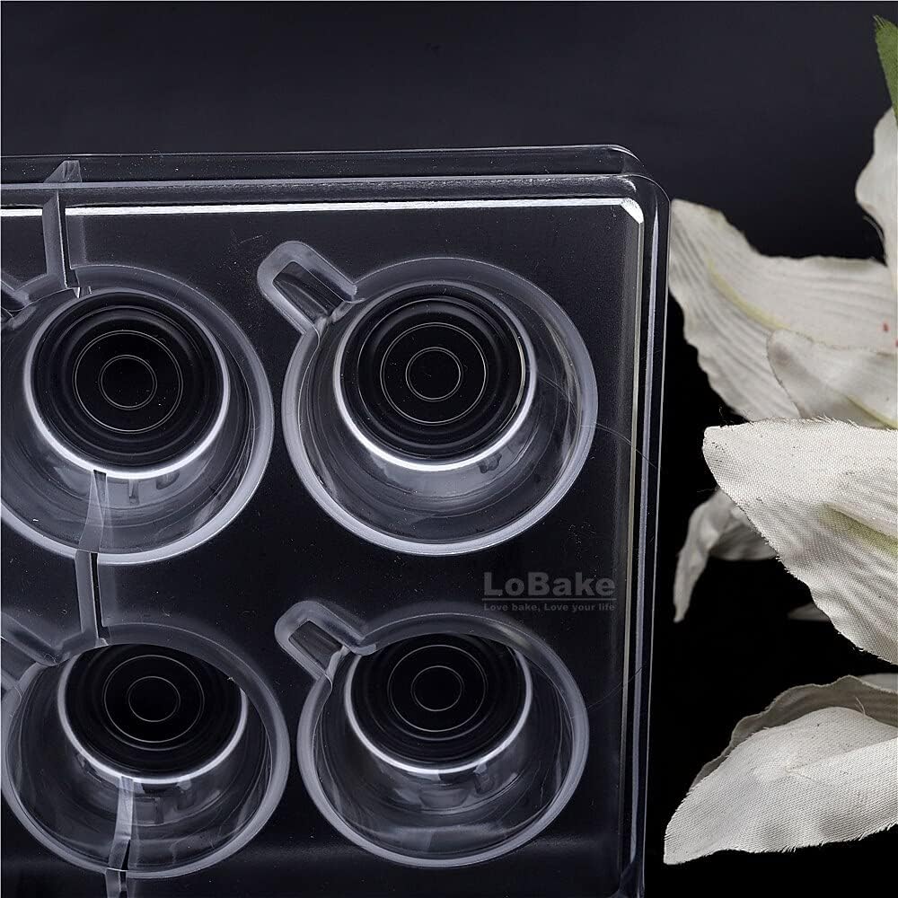 10 Cavities Coffee Cup Shape PC Polycarbonate Chocolate Mold Ice Cube Molds Plastic Candy Making Tools DIY Baking Supplies
