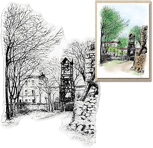 Sellos transparentes de fondo de árbol para hacer tarjetas, fondo de casa, sellos de goma transparente, sellos de castillo para decoración de