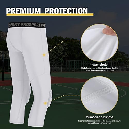 Miniatura 5 de Paquete de 2 pantalones de baloncesto para hombre con rodilleras 34 capri acolchadas, mallas de compresión deportivas, capa base atlética