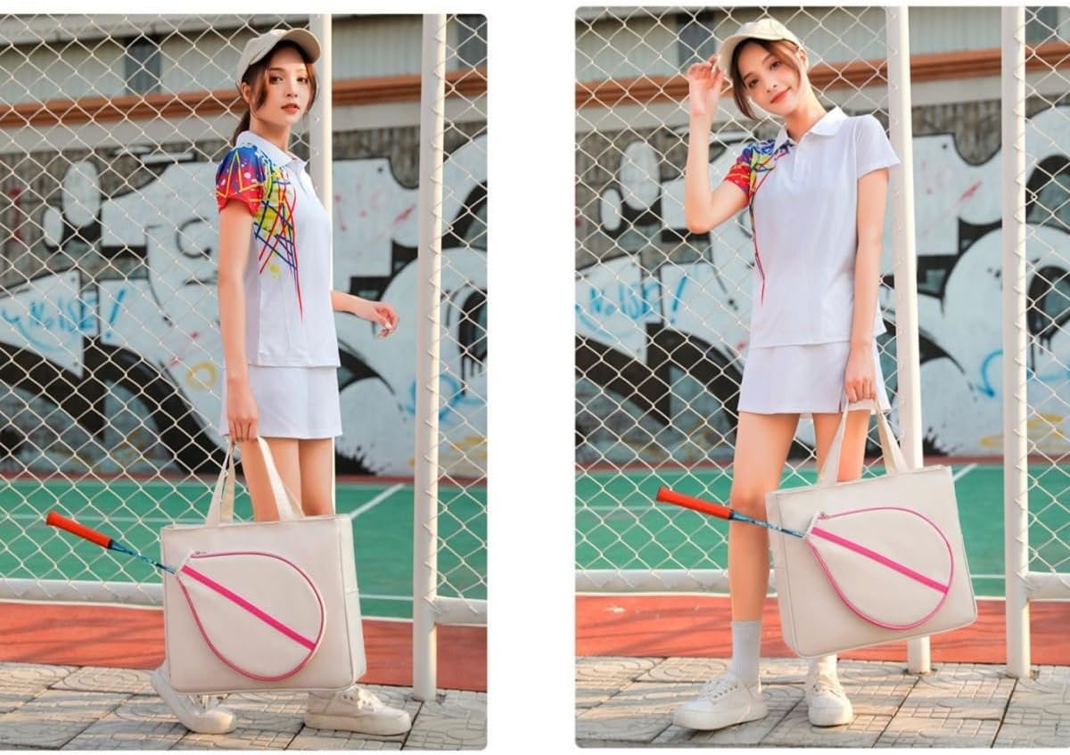 Funice軽量韓国風バドミントンバッグ、テニス、大容量、軽量、撥水生地、オックスフォード布スポーツ バッグ ピックル ボール、ショ