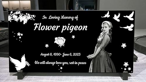 Miniatura 2 de Piedra de granito conmemorativa personalizada, lápidas para tumbas, piedras conmemorativas de jardín, placas conmemorativas para exteriores, lápidas