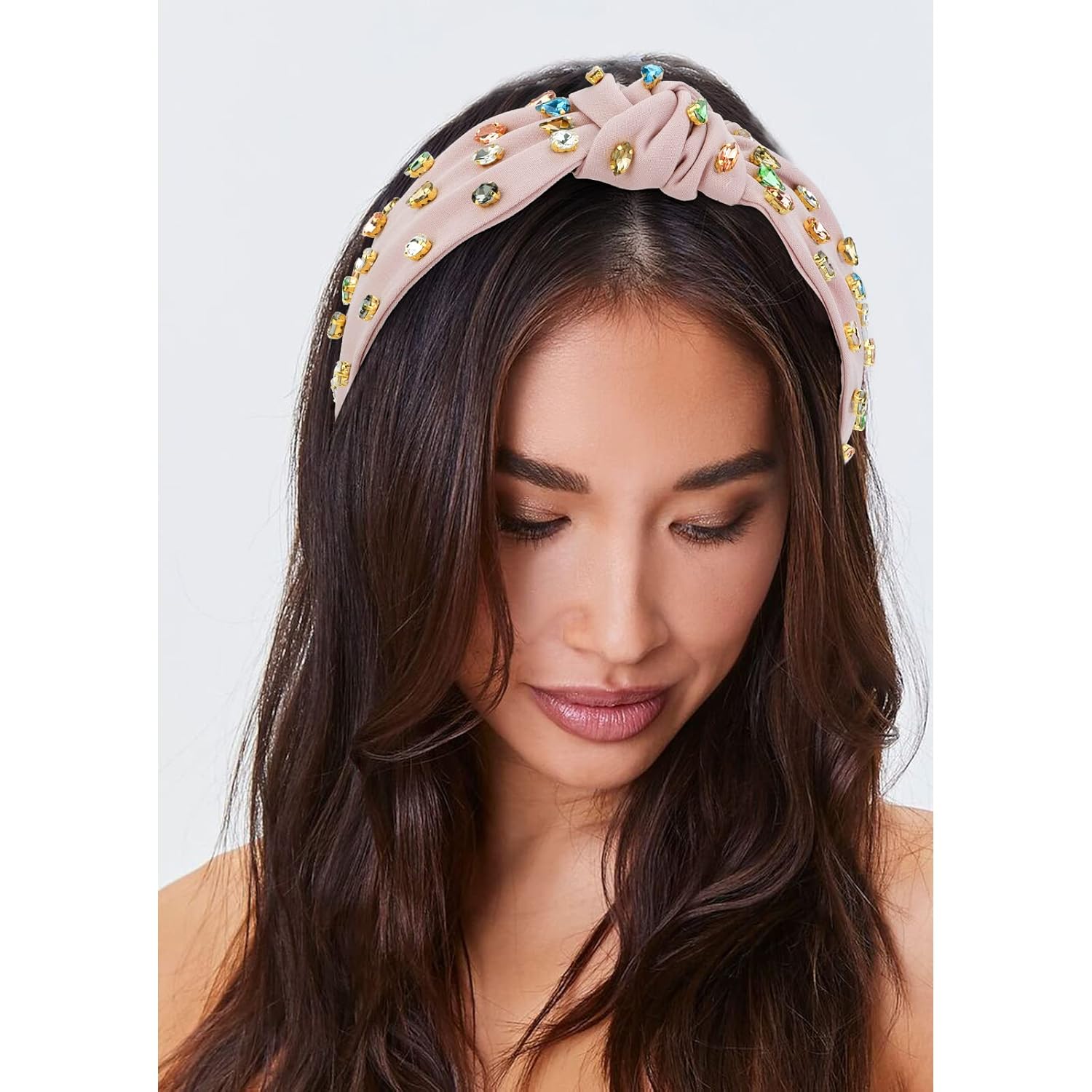YISSION 1PC Crystal Knotted Headband for Women Non Slip Rhinestone Headband Pink Head Band Fashion Wide Headbands Hair Accessories for Women Girls : Beauty & Personal Care