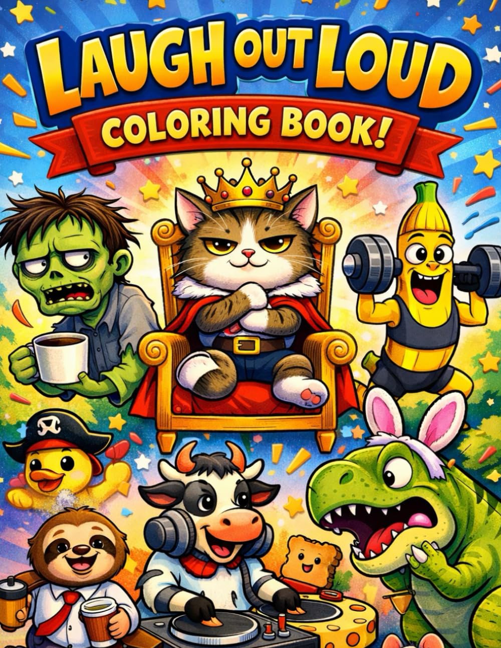Laugh Out Loud Coloring Book: Funny, Silly & Stress-Relief Designs for Kids and Adults