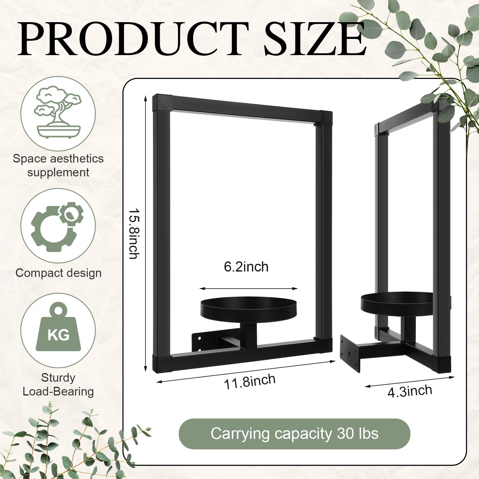 CroBlissful Wand-Pflanzgefäße, Wand-Pflanzgefäße für Zimmerpflanzen, Metallfenster, Regale, Bilderrahmen für drinnen und draußen, Wohnzimmer, Balkon, Garten, rechteckig, 4 Stück