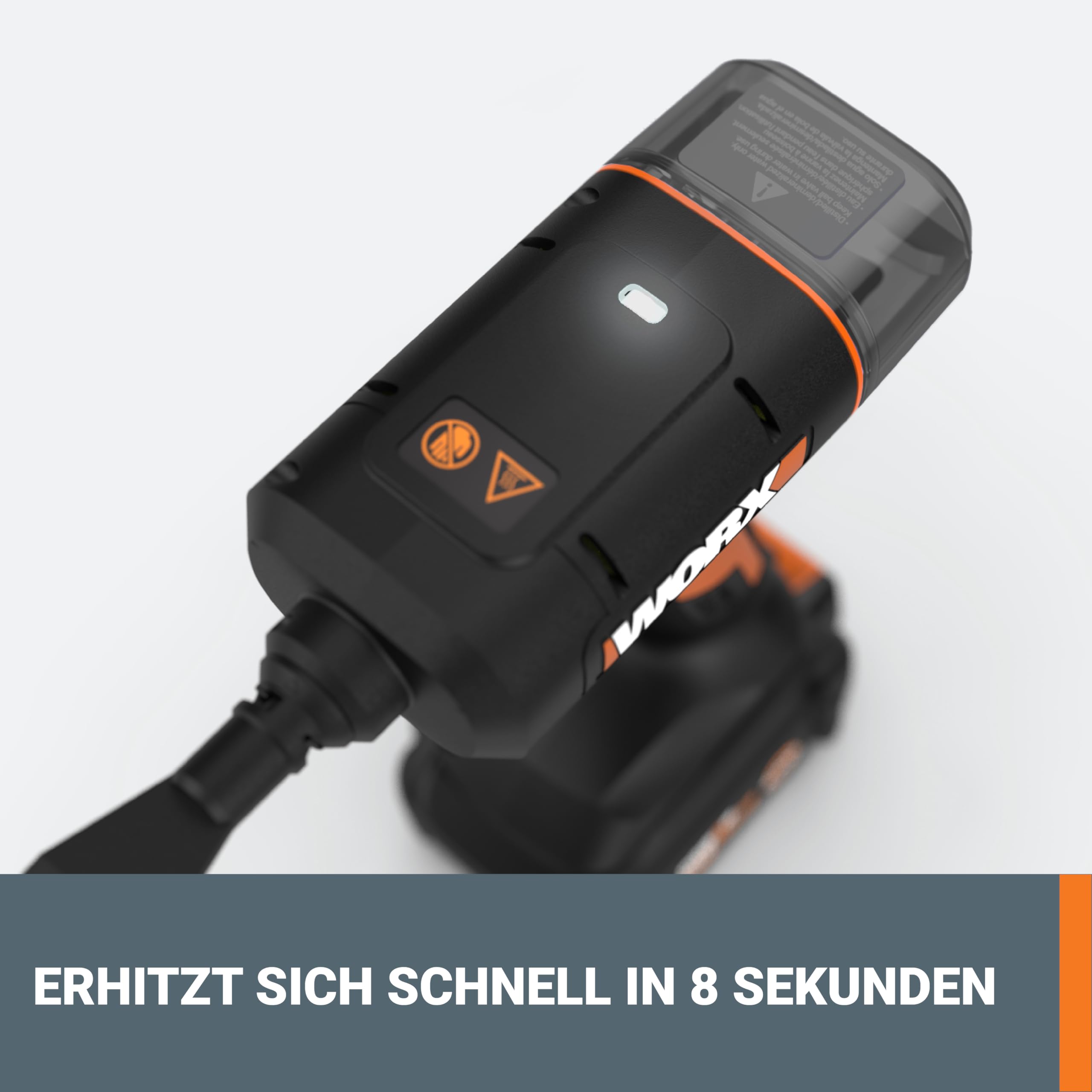 WORX 20V kabelloser Handdampfreiniger WX770.9, ohne Akku & Ladegerät | Dampfreiniger für 220°F, tötet Keime, 8-Sekunden-Vorheizung, leichter und tragbarer Dampfreiniger für Zuhause & Auto, leicht