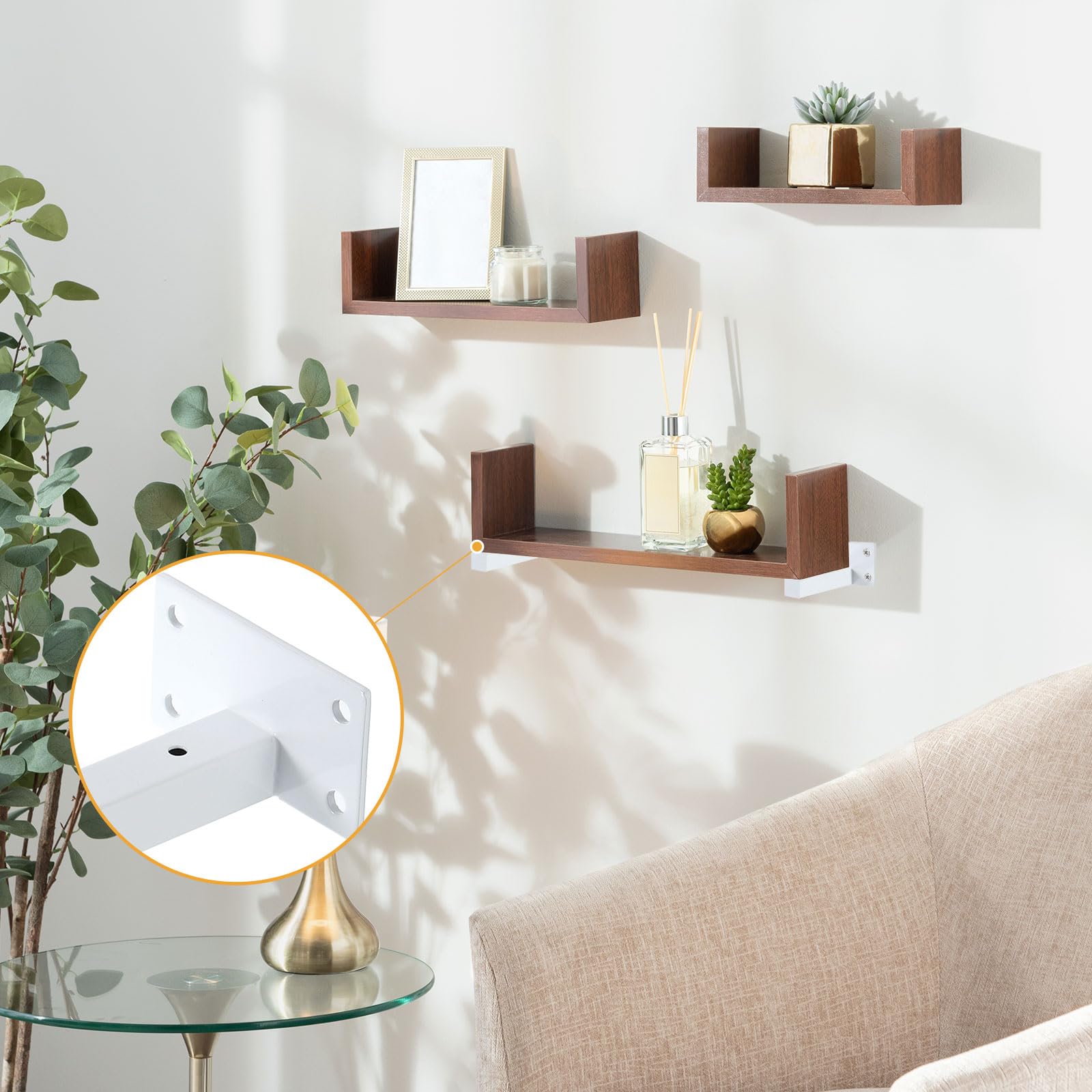 uxcell Soporte flotante para estante, paquete de 2 soportes ocultos de hierro de 18 pulgadas con tornillos y tubo de expansión para estantes de madera, para colgar en la oficina, sala de estar